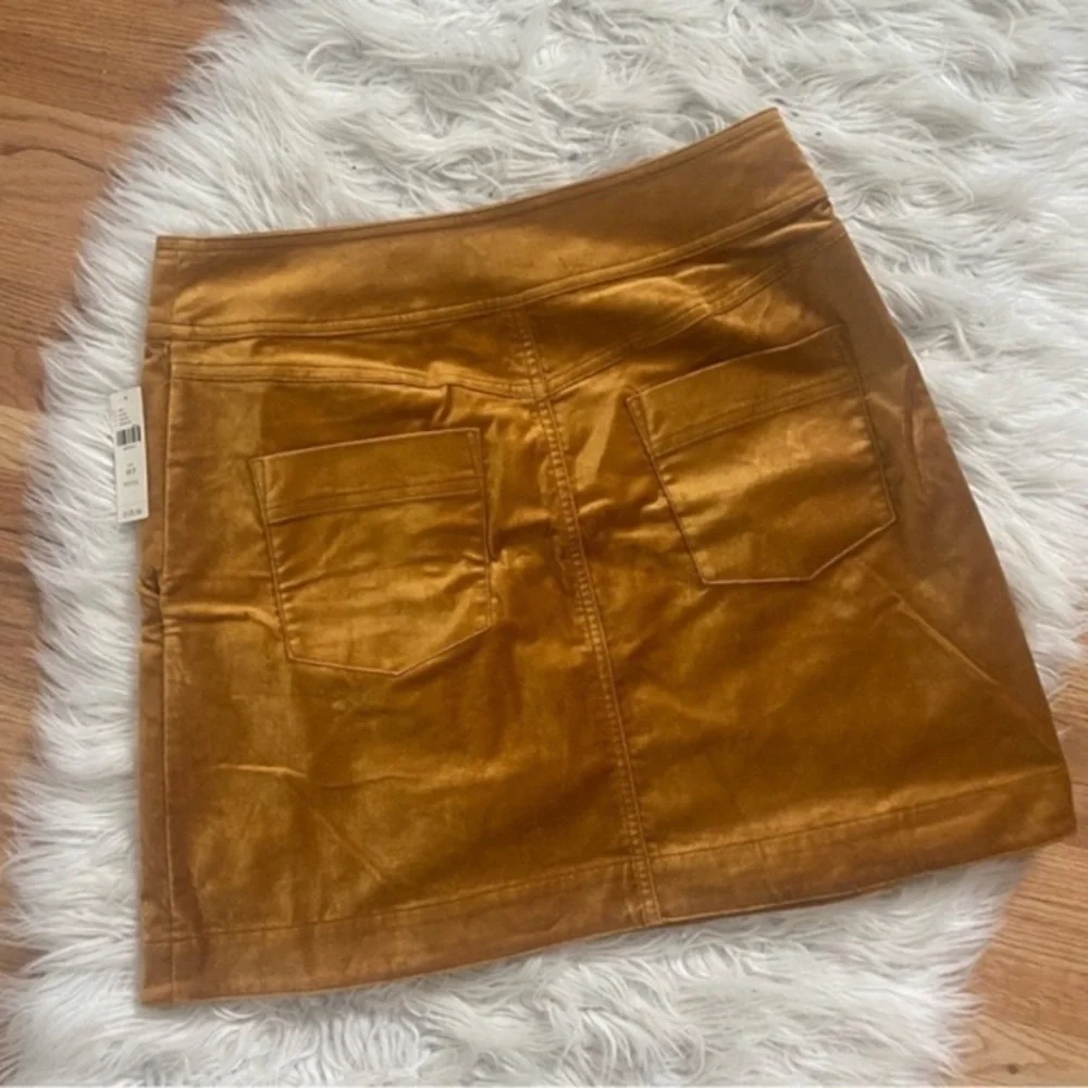 Anthropologie Orchard Orange Red Button Front Velvet Mini Skirt Size 10P